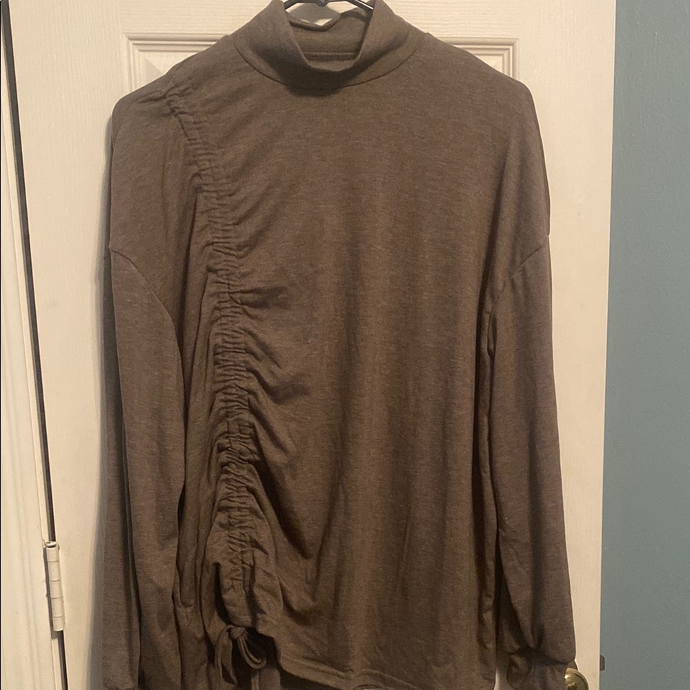 Elegant Brown Ruched Women's Top